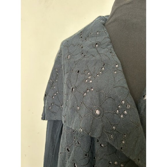 NWT BIYA JOHNNY WAS Black Embroried Open Front Slouchy Long Sleeve Cardigan Sz L - Picture 2 of 6